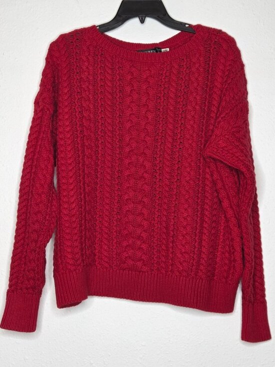 Lauren Ralph Lauren Sweaters - Lauren Ralph Lauren Cable-Knit Cotton-Blend Sweater - Festive Red